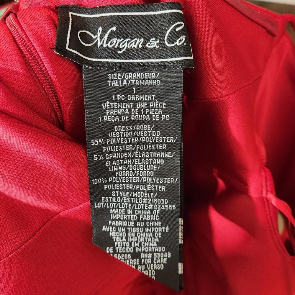 Morgan & Co Women's Red Maxi Formal Trumpet Dress Size 1 - Picture 3 of 8